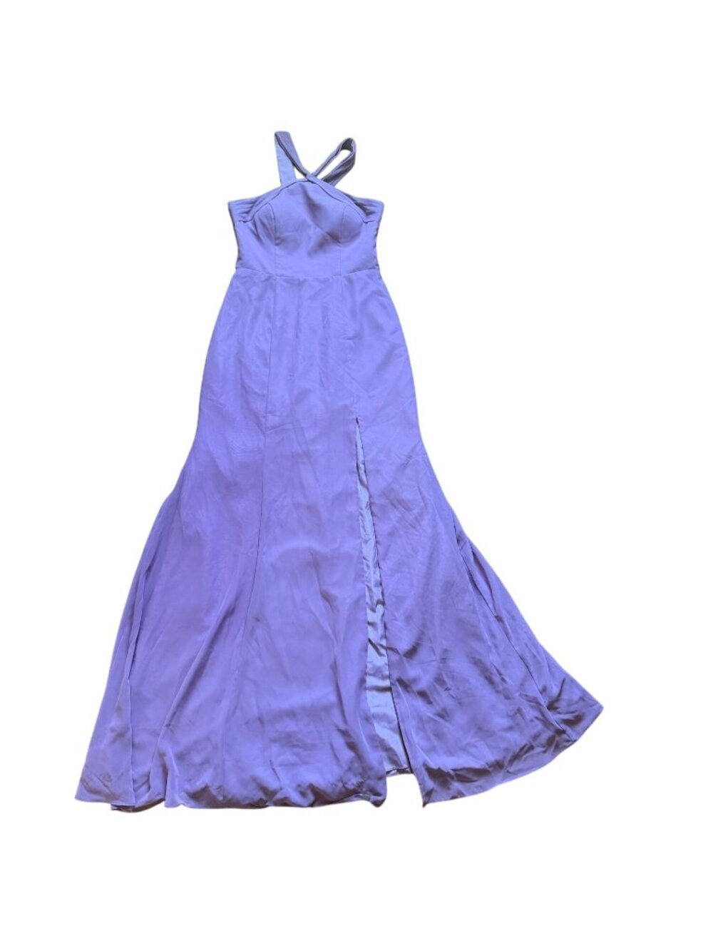Azazie Rue Lilac A-Line Halter Chiffon Full Length Dress-Purple-Size A4-Fair